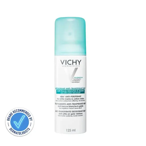 Vichy Déodorant Aérosol Anti-Transpirant 48h Sans Traces Peaux Sensibles 125 ml