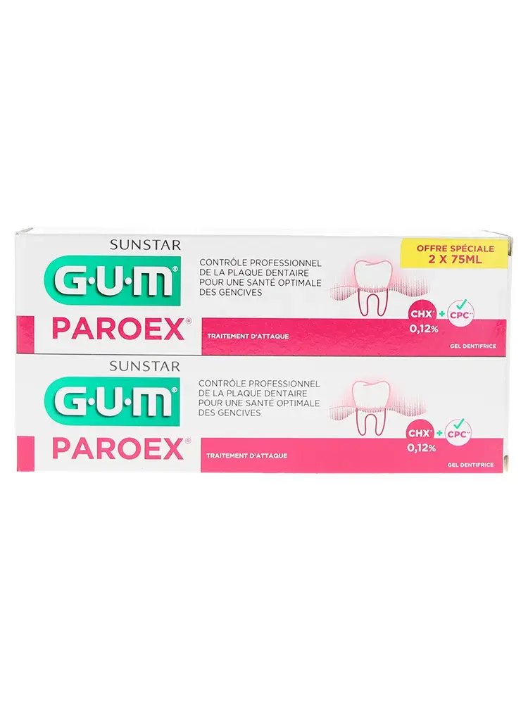 GUM Paroex Dentifrice Gel Lot de 2 x 75 ml