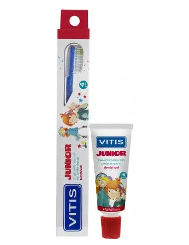 Vitis Junior Brosse à Dents + Gel Dentifrice 15ml