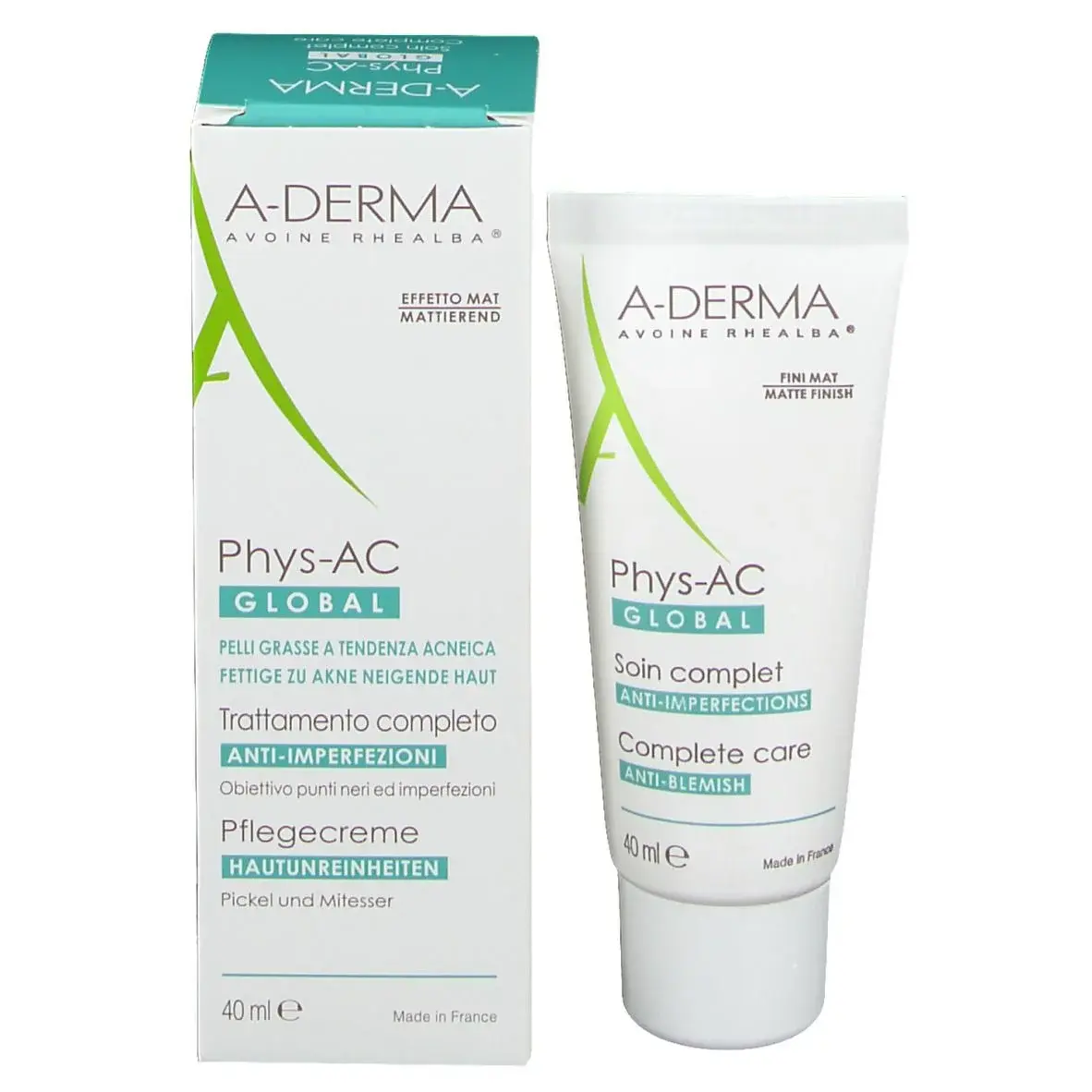 A-Derma Phys-Ac Global Soin Matifiant Anti Imperfections 40 ml - vue 2