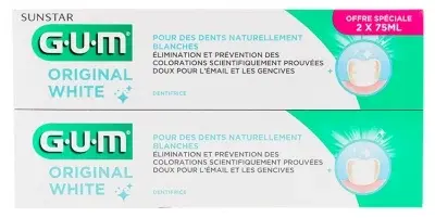 GUM Original White Dentifrice Lot de 2 x 75 ml